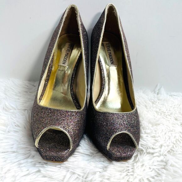 Steve Madden Kelle Rainbow Glitter Platform Heels Size 9 - Picture 2 of 9